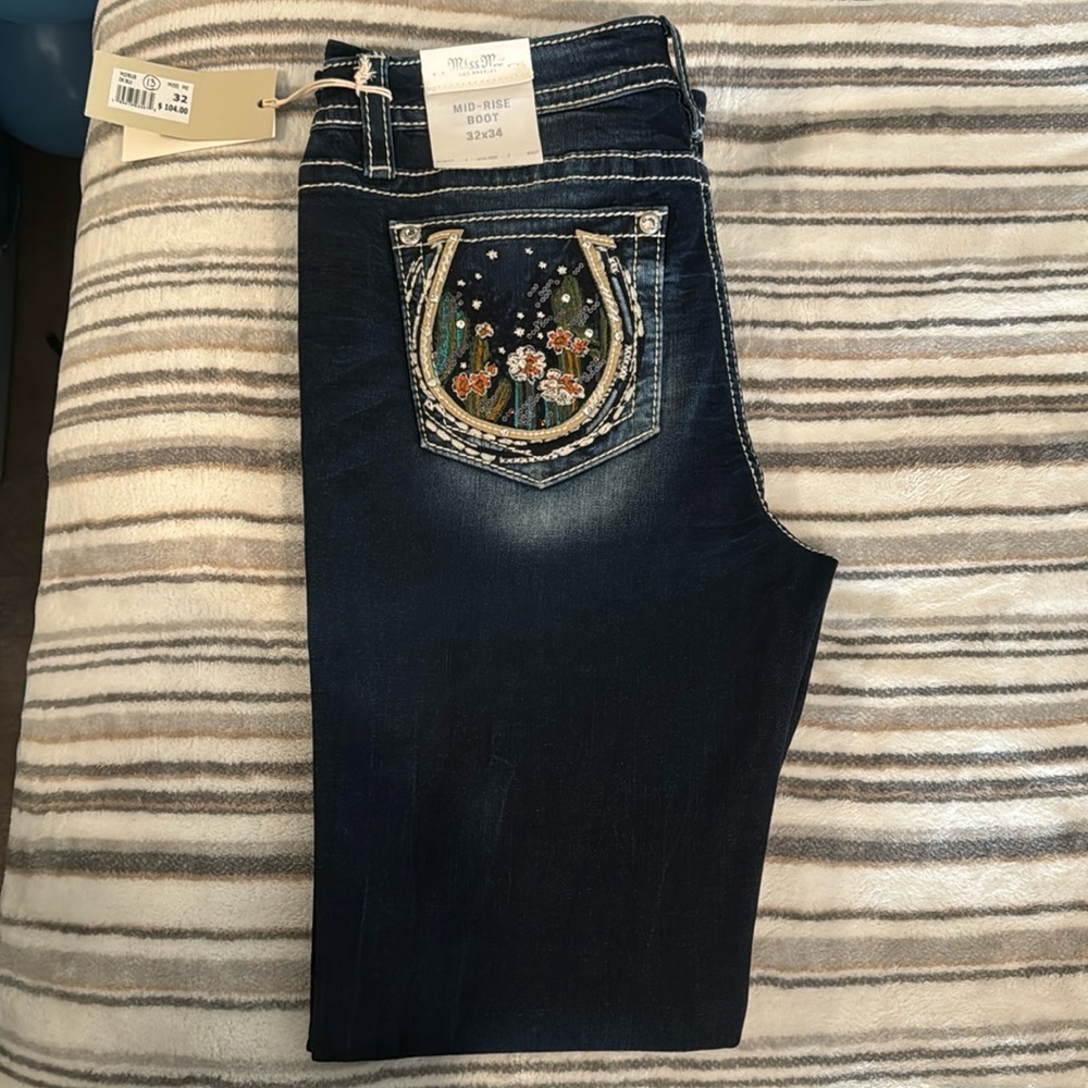 NEW W/TAGS NEVER WORN WOMEN’S MISS ME JEANS SLIM FIT MID-RISE BOOT SIZE 32X34